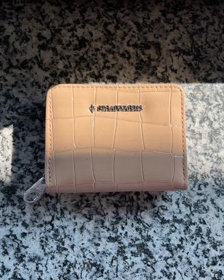 Portafoglio Stradivarius beige effetto coccodrillo