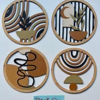 Set 4 tondi boho dipinti15 cm