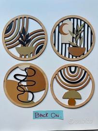 Set 4 tondi boho dipinti15 cm