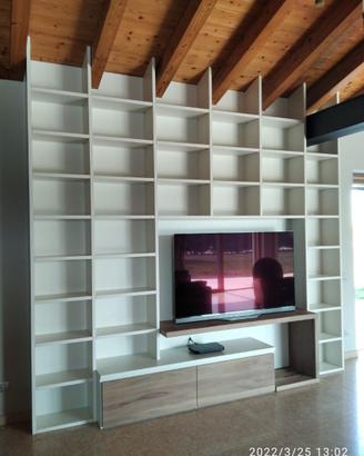 libreria porta tv laccato e frontali noce nazione