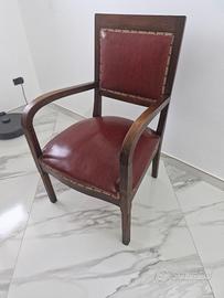 poltrona epoca in pelle rossa