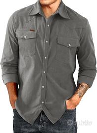 Camicia uomo velluto a coste grigia