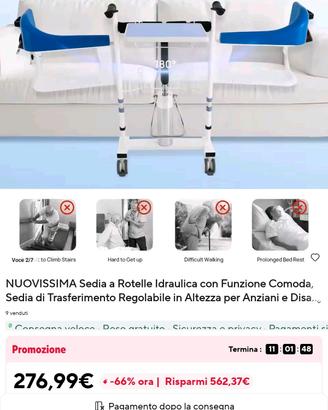 Sedia per anziani e disabili 