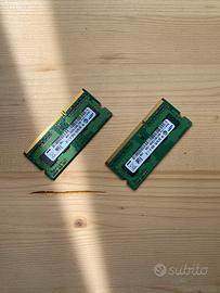 2 moduli ram samsung 2gb ddr3 1333 mhz sodimm