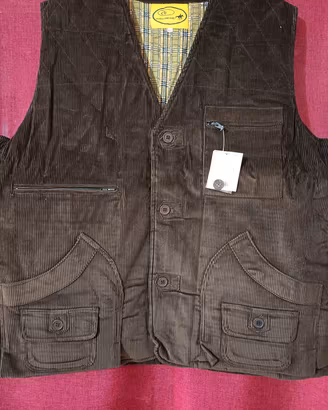 Gilet Caccia velluto Imbottito marrone taglia 60