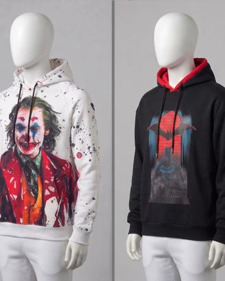Lotto 2 Felpe con Cappuccio Joker (L) & Batman (S)