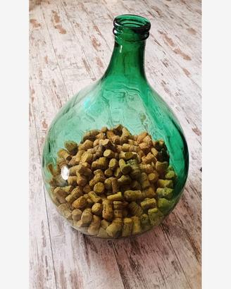 Damigiana cm. 65 vetro verde con tappi sughero