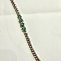 Braccialetto oro bianco 750 diamanti e smeraldi