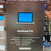 MacBook Pro 13,3" ( 256GB SSD, i7 , 8gb ram )