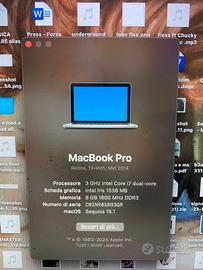 MacBook Pro 13,3" ( 256GB SSD, i7 , 8gb ram )