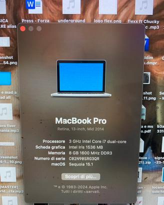 MacBook Pro 13,3" ( 256GB SSD, i7 , 8gb ram )