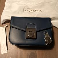 Carpisa, borsa pelle blu e acciaio + portachiavi