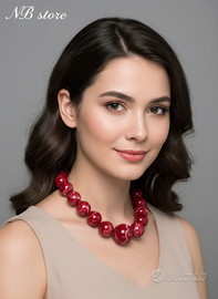 collana con perle rosse