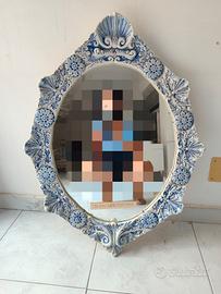 specchio porcellana bianco blu