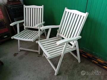 Coppia sedie/poltrone in legno pieghevoli