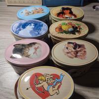 set 7 scatoline di latta vintage 