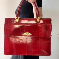 Borsa a Mano Sartoriale in Rettile Bordeaux