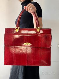 Borsa a Mano Sartoriale in Rettile Bordeaux