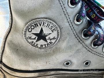 Converse argento cheap pelle