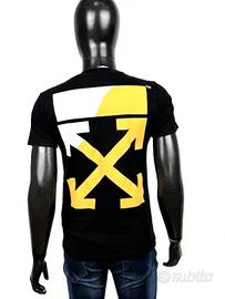 Off-White T-Shirt Uomo M Nera Logo Arrow Giallo