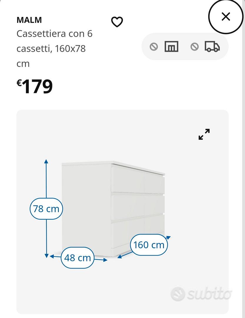 MALM Cassettiera con 6 cassetti, bianco, 160x78 cm - IKEA Italia