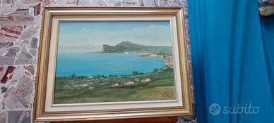 Dipinto Vintage olio Tela Firmato, G Isolan, Lago