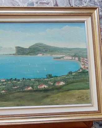 Dipinto Vintage olio Tela Firmato, G Isolan, Lago