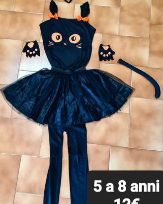 costume gattina halloween 5 a 8 anni