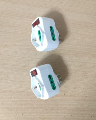 2x Adattatori Tripli con Spina Rotante