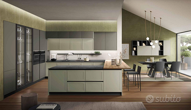 CUCINA LINEARE+ ISOLA CON ELETTRODOMESTICI +LIVING