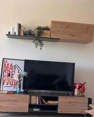 Parete Attrezzata legno rovere e grafite