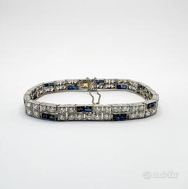 Bracciale platino vintage diamanti zaffiri (C)