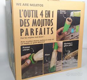 Attrezzo multifunzione per mojito + 4 tumbler alti