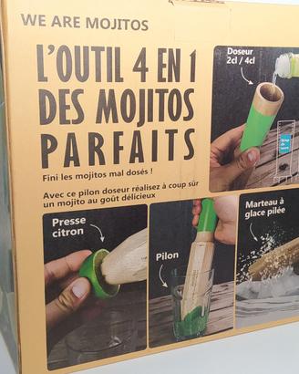Attrezzo multifunzione per mojito + 4 tumbler alti