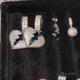 Orecchini a cuore spezzato brillanti e argento 925