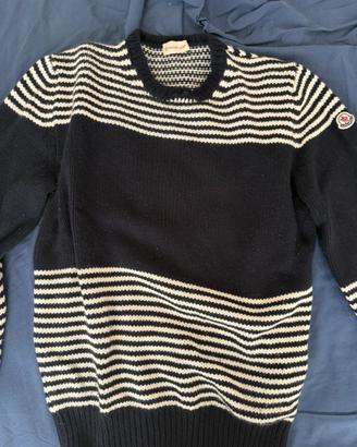 Maglione Moncler Nero con righe bianche