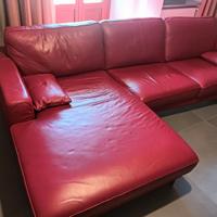 DIVANO PELLE ROSSA 170X270