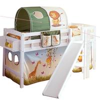 Letto a soppalco con scivolo faggio bianco