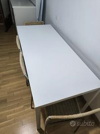 Tavolo da pranzo bianco con 4 sedie – Set completo