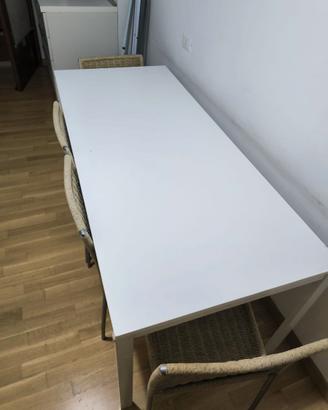 Tavolo da pranzo bianco con 4 sedie – Set completo