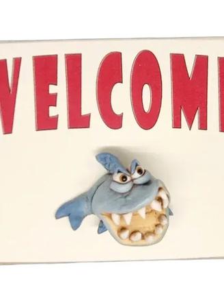 Targa in legno Squalo in resina fatta a mano