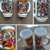 Boccali birra in vetro di latte scene medioevali#