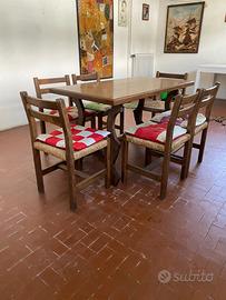 Tavolo rustico in legno massello + 6 sedie