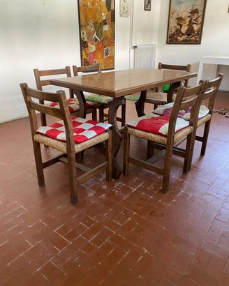 Tavolo rustico in legno massello + 6 sedie
