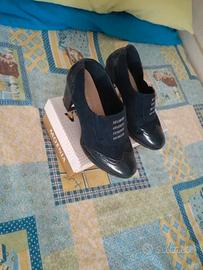 Scarpe Francesine Donna Blu Camoscio e Vernice