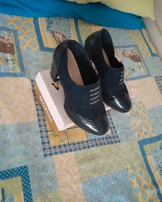 Scarpe Francesine Donna Blu Camoscio e Vernice