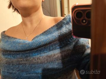 Maglione in mohair e  acrilico azzurro e grigio