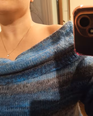 Maglione in mohair e  acrilico azzurro e grigio