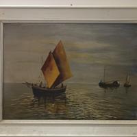 quadro con mare e barche