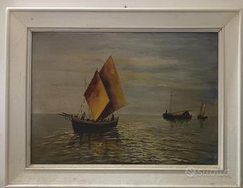 quadro con mare e barche